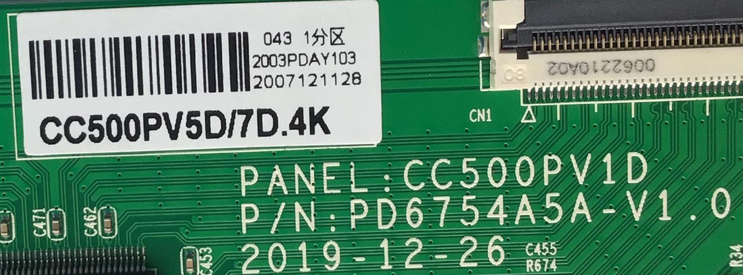 T-CON PARA TV SCEPTRE / NUMERO DE PARTE CC500PV5D/7D.4K / PD6754A5A-V1.0 / CC500PV1D / 2007121128 / 2003PDAY103 / DISPLAY CC500PV7D VER.02 / MODELO W50 PSTV58GA - Imagen 2